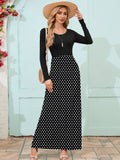 Chiclily Women's Long Sleeve Loose Plain Maxi Dresses Casual Long Dresses with Pockets