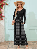 Chiclily Women's Long Sleeve Loose Plain Maxi Dresses Casual Long Dresses with Pockets