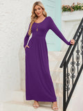Chiclily Women's Long Sleeve Loose Plain Maxi Dresses Casual Long Dresses with Pockets