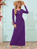 Chiclily Women's Long Sleeve Loose Plain Maxi Dresses Casual Long Dresses with Pockets