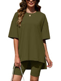 Chiclily Women's 2 Piece Outfit Sets Oversized Short Sleeve T-Shirt and Biker Shorts Tracksuit Summer Lounge Sets