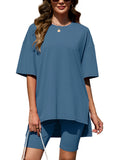 Chiclily Women's 2 Piece Outfit Sets Oversized Short Sleeve T-Shirt and Biker Shorts Tracksuit Summer Lounge Sets