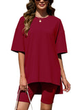 Chiclily Women's 2 Piece Outfit Sets Oversized Short Sleeve T-Shirt and Biker Shorts Tracksuit Summer Lounge Sets