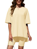 Chiclily Women's 2 Piece Outfit Sets Oversized Short Sleeve T-Shirt and Biker Shorts Tracksuit Summer Lounge Sets