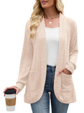 Chiclily Women's Fall Cardigan Lightweight Soft Knit Cardigan Long Sleeve Open Front Coat with Pockets