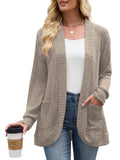 Chiclily Women's Fall Cardigan Lightweight Soft Knit Cardigan Long Sleeve Open Front Coat with Pockets