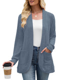 Chiclily Women's Fall Cardigan Lightweight Soft Knit Cardigan Long Sleeve Open Front Coat with Pockets