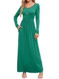 Chiclily Women's Long Sleeve Loose Plain Maxi Dresses Casual Long Dresses with Pockets