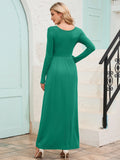 Chiclily Women's Long Sleeve Loose Plain Maxi Dresses Casual Long Dresses with Pockets