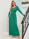 Chiclily Women's Long Sleeve Loose Plain Maxi Dresses Casual Long Dresses with Pockets