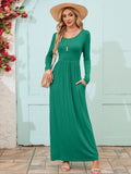 Chiclily Women's Long Sleeve Loose Plain Maxi Dresses Casual Long Dresses with Pockets