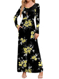 Chiclily Women's Long Sleeve Loose Plain Maxi Dresses Casual Long Dresses with Pockets