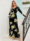 Chiclily Women's Long Sleeve Loose Plain Maxi Dresses Casual Long Dresses with Pockets