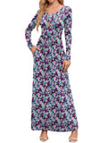 Chiclily Women's Long Sleeve Loose Plain Maxi Dresses Casual Long Dresses with Pockets