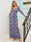 Chiclily Women's Long Sleeve Loose Plain Maxi Dresses Casual Long Dresses with Pockets