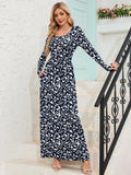 Chiclily Women's Long Sleeve Loose Plain Maxi Dresses Casual Long Dresses with Pockets