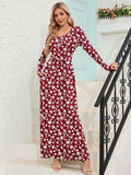 Chiclily Women's Long Sleeve Loose Plain Maxi Dresses Casual Long Dresses with Pockets