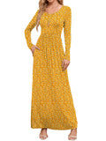 Chiclily Women's Long Sleeve Loose Plain Maxi Dresses Casual Long Dresses with Pockets