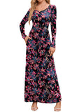 Chiclily Women's Long Sleeve Loose Plain Maxi Dresses Casual Long Dresses with Pockets