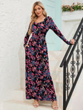 Chiclily Women's Long Sleeve Loose Plain Maxi Dresses Casual Long Dresses with Pockets