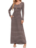 Chiclily Women's Long Sleeve Loose Plain Maxi Dresses Casual Long Dresses with Pockets