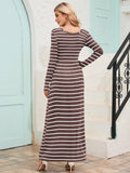 Chiclily Women's Long Sleeve Loose Plain Maxi Dresses Casual Long Dresses with Pockets
