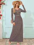 Chiclily Women's Long Sleeve Loose Plain Maxi Dresses Casual Long Dresses with Pockets