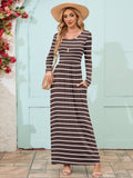 Chiclily Women's Long Sleeve Loose Plain Maxi Dresses Casual Long Dresses with Pockets