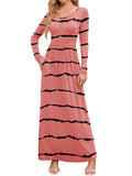 Chiclily Women's Long Sleeve Loose Plain Maxi Dresses Casual Long Dresses with Pockets