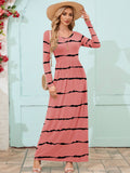 Chiclily Women's Long Sleeve Loose Plain Maxi Dresses Casual Long Dresses with Pockets