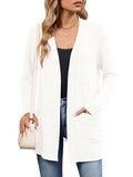 Chiclily Women's Open Front Cardigan Shirt Loose Thin Knit Long Sleeve Lightweight Coat for Fall with Pockets