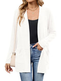 Chiclily Women's Open Front Cardigan Shirt Loose Thin Knit Long Sleeve Lightweight Coat for Fall with Pockets