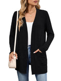 Chiclily Women's Open Front Cardigan Shirt Loose Thin Knit Long Sleeve Lightweight Coat for Fall with Pockets