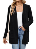 Chiclily Women's Open Front Cardigan Shirt Loose Thin Knit Long Sleeve Lightweight Coat for Fall with Pockets