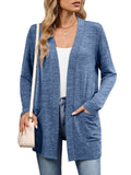 Chiclily Women's Open Front Cardigan Shirt Loose Thin Knit Long Sleeve Lightweight Coat for Fall with Pockets