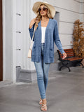 Chiclily Women's Open Front Cardigan Shirt Loose Thin Knit Long Sleeve Lightweight Coat for Fall with Pockets