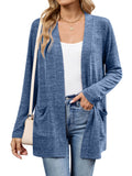 Chiclily Women's Open Front Cardigan Shirt Loose Thin Knit Long Sleeve Lightweight Coat for Fall with Pockets