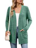 Chiclily Women's Open Front Cardigan Shirt Loose Thin Knit Long Sleeve Lightweight Coat for Fall with Pockets