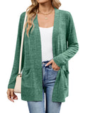 Chiclily Women's Open Front Cardigan Shirt Loose Thin Knit Long Sleeve Lightweight Coat for Fall with Pockets
