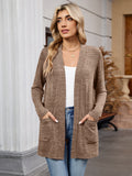 Chiclily Women's Open Front Cardigan Shirt Loose Thin Knit Long Sleeve Lightweight Coat for Fall with Pockets