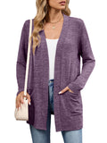 Chiclily Women's Open Front Cardigan Shirt Loose Thin Knit Long Sleeve Lightweight Coat for Fall with Pockets