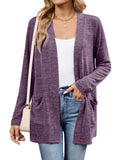 Chiclily Women's Open Front Cardigan Shirt Loose Thin Knit Long Sleeve Lightweight Coat for Fall with Pockets