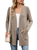 Chiclily Women's Open Front Cardigan Shirt Loose Thin Knit Long Sleeve Lightweight Coat for Fall with Pockets