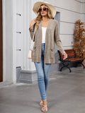 Chiclily Women's Open Front Cardigan Shirt Loose Thin Knit Long Sleeve Lightweight Coat for Fall with Pockets
