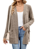 Chiclily Women's Open Front Cardigan Shirt Loose Thin Knit Long Sleeve Lightweight Coat for Fall with Pockets