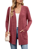 Chiclily Women's Open Front Cardigan Shirt Loose Thin Knit Long Sleeve Lightweight Coat for Fall with Pockets