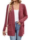Chiclily Women's Open Front Cardigan Shirt Loose Thin Knit Long Sleeve Lightweight Coat for Fall with Pockets