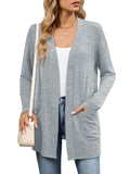 Chiclily Women's Open Front Cardigan Shirt Loose Thin Knit Long Sleeve Lightweight Coat for Fall with Pockets