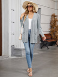 Chiclily Women's Open Front Cardigan Shirt Loose Thin Knit Long Sleeve Lightweight Coat for Fall with Pockets