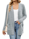 Chiclily Women's Open Front Cardigan Shirt Loose Thin Knit Long Sleeve Lightweight Coat for Fall with Pockets